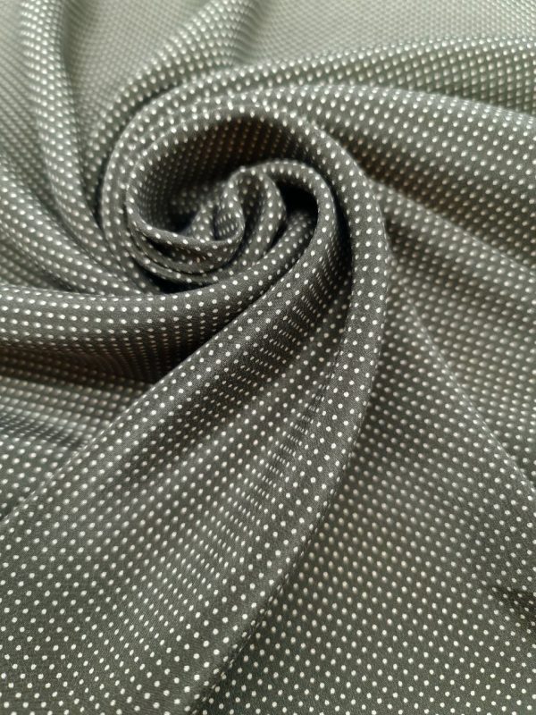 Crepe de chine punto a spillo verde militare