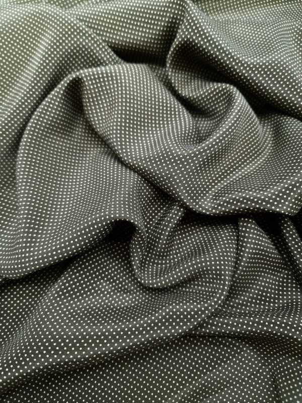 Crepe de chine punto a spillo verde militare - immagine 3