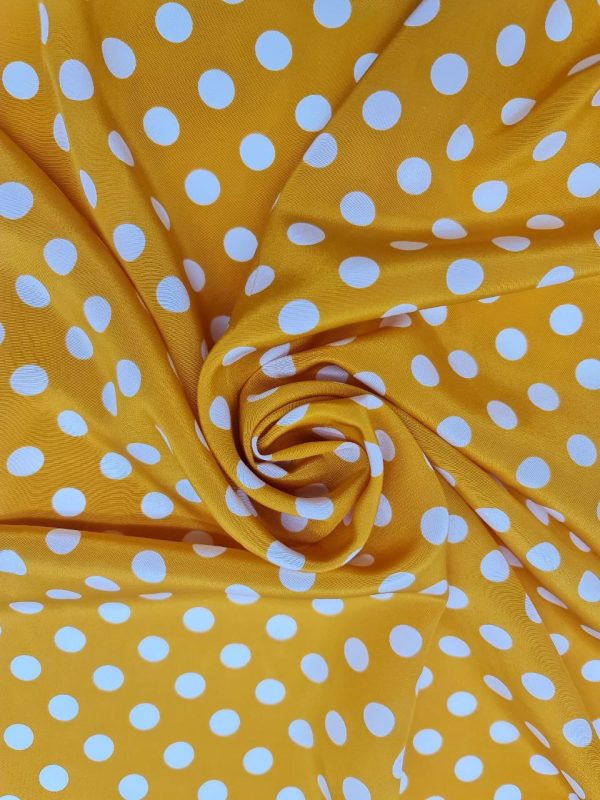 Crepe de chine pois ocra e bianco
