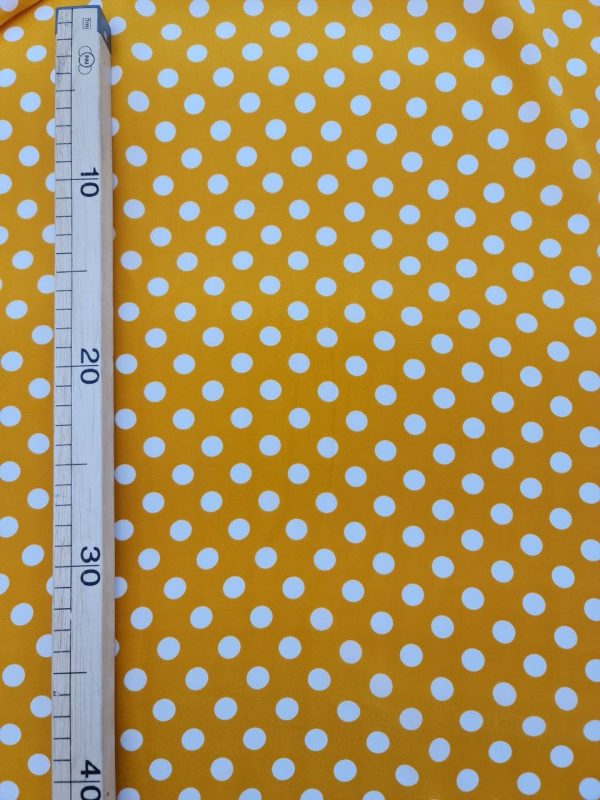 Crepe de chine pois ocra e bianco - immagine 2