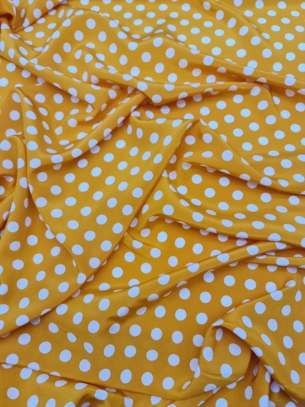 Crepe de chine pois ocra e bianco - immagine 3